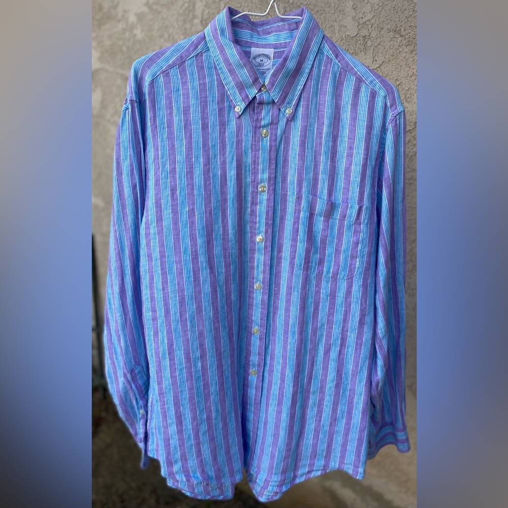 NW Brooks Brothers 346 Original Polo 💯 Linen Shirt Sz M